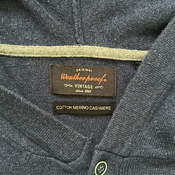 Weatherproof Vintage Men’s Navy Blue Hooded Sweater size L - Picture 2 of 6